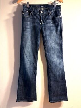 Rock & Republic Blue jeans, low rise Crotch 7.5, Slim Boot Cut, women’s Sz 27